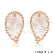 Fake Van Cleef & Arpels Sweet Alhambra Leaf Pink Earrings,White Mother-Of-Pearl